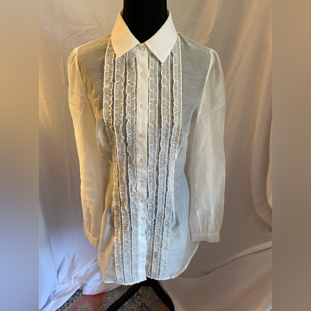Sugar Thrillz White Ruffle Button Down Shirt - Picture 2 of 11